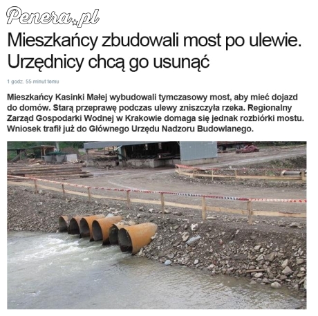 Mieszkańcy odbudowali most po ulewie - urzędnicy chcą go zniszczyć