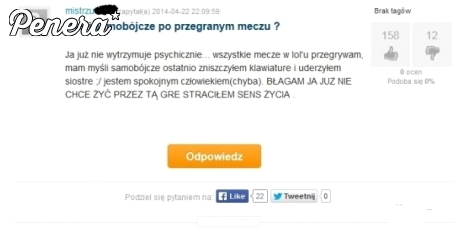 Myśli samobójcze po przegranym meczu