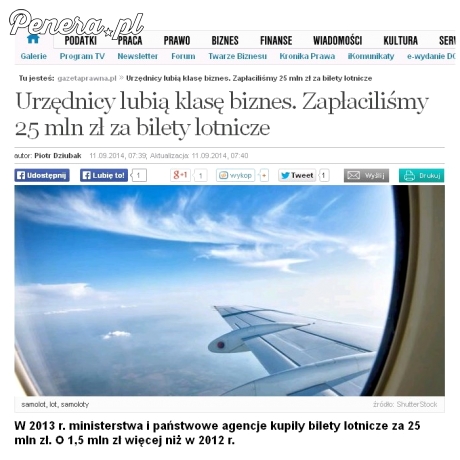 Nasi urzędnicy uwielbiają klasę biznes