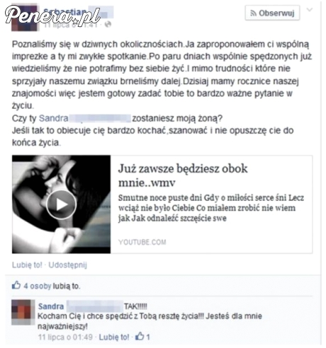 Nie ma to jak oświadczyny na fejsbuku