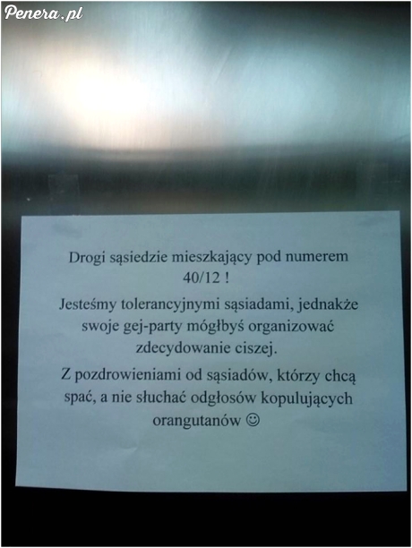 Nietypowy apel do mieszkańca geja :D