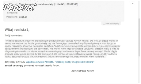 Onet kasuje pozytywne wpisy o Korwinie