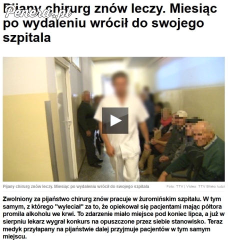 Pijany chirurg znów leczy