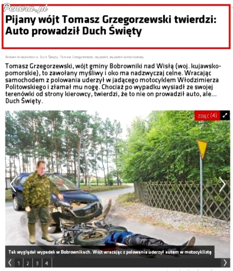 Pijany wójt twierdził że auto prowadził duch święty