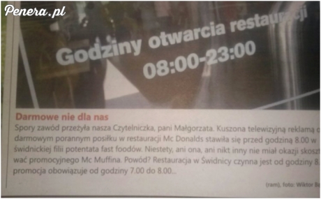 Podjarała się darmową kanapką z McDonalda a tu zonk