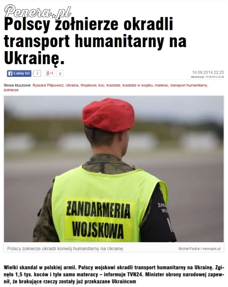 Polscy żołnierze okradli transport humanitarny dla Ukrainy