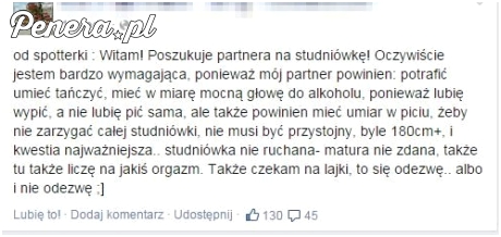 Poszukiwany partner na studniówkę