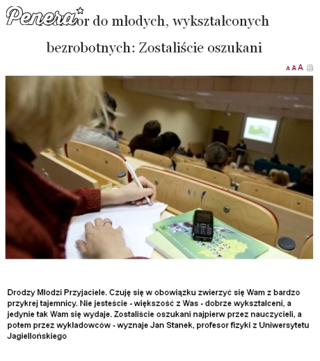 Prawda do młodych wykształconych bezrobotnych