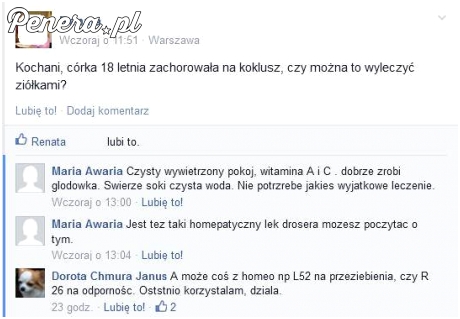 Recepta na koklusz z fejsbuka