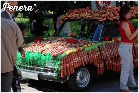 Rosyjski stragan z wędlinami