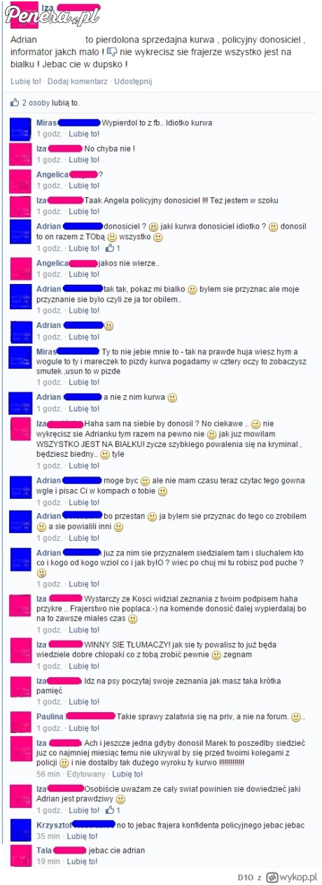 Rozkmina na fejsie kto jest sprzedajną kur*ą