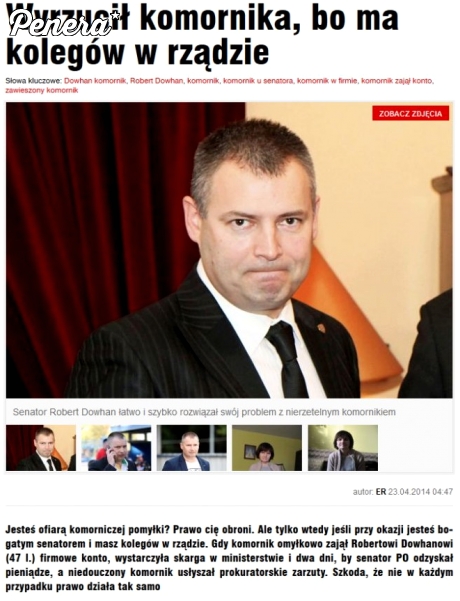 Się ma kolegów w rządzie to i komornika można wyrzucić