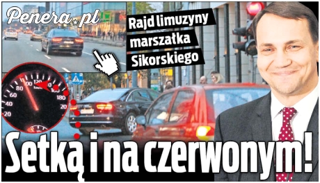 Sikorski przez miasto setką i na czerwonym