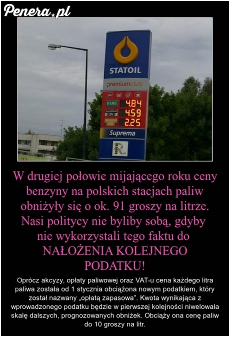 Skoro ceny spadły to trzeba dowalić podatek