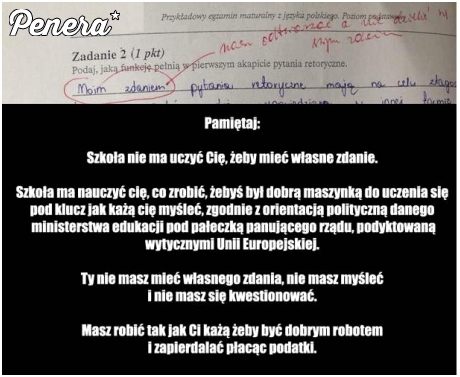 Szkoła nie ma uczyć samodzielnego myślenia