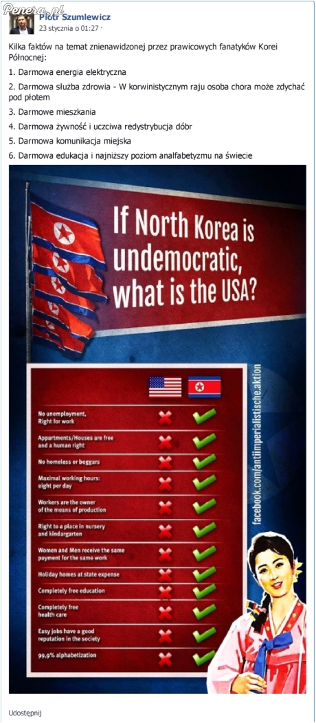 Szumi twierdzi że w Korei jest lepiej niż w USA