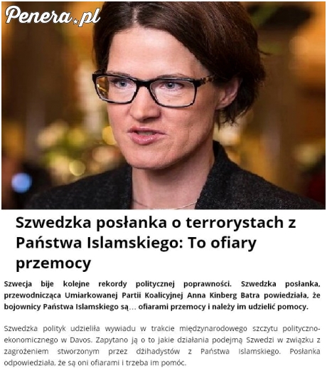 Szwedzka posłanka o terrorystach