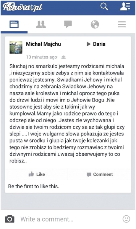 Taka tam wiadomość od Świadków Jehowy