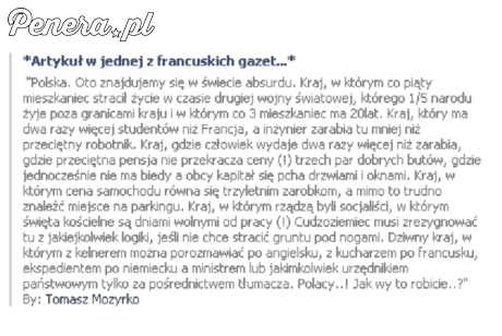 Tekst z francuskiej gazety z lat 80