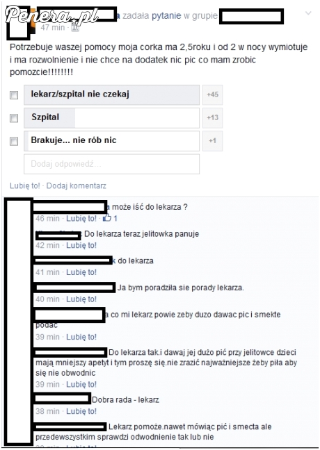 Troskliwa mamusia i jej pytanie na fejsie