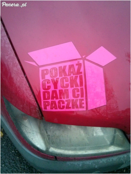 Udana naklejka na aucie kuriera