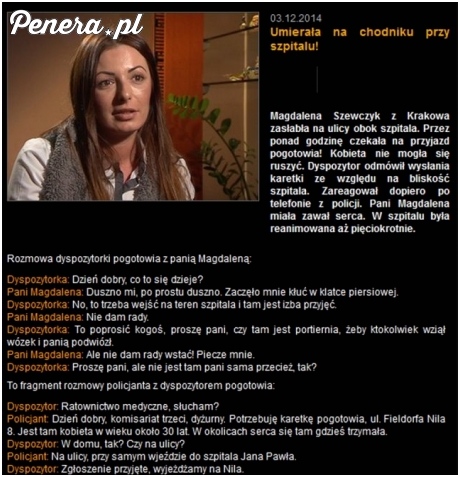 Umierała na chodniku przy szpitalu