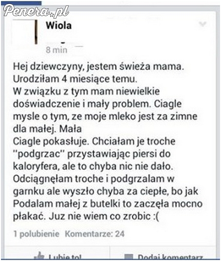 Wiola ma problem z zimnym mlekiem w piersiach