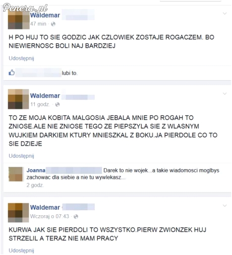 Władziu na fejsie postanowił się zwierzyć