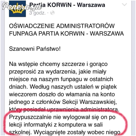 Zapomniał się wylogować po lekcjach