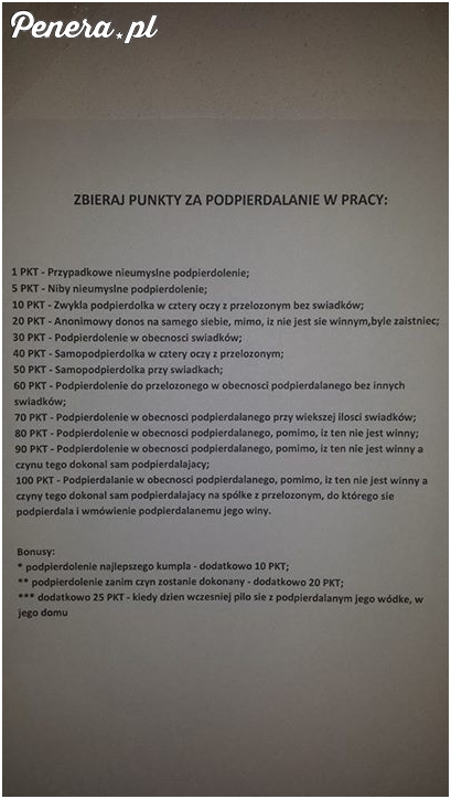 Zbieraj punkty za podpie*dalanie w pracy