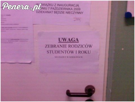 Zebranie rodziców Studentów I roku